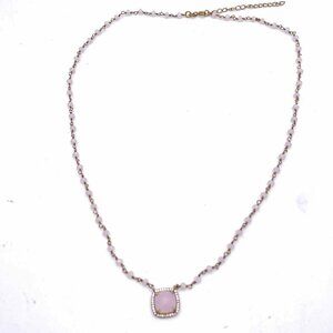 Vintage FZ Rhinestone Gemstone Pendant Beaded Chain Necklace 925 Sterling Signed